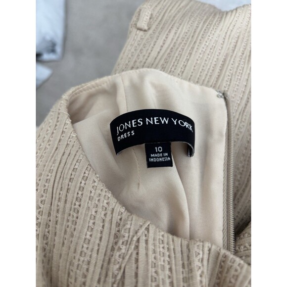 JONES NEW YORK Women Beige Cotton Sheath Dress Size 10 Textured Classic capsule - Picture 3 of 7